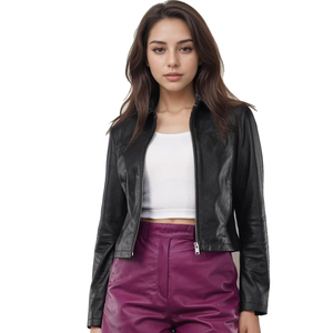 Chaqueta de cuero genuino personalizada para Mujer | Ropa de abrigo clásica para Mujer | Abrigo de moda ajustado | OEM ODM Proveedor al por mayor - Product Image 2