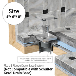 Drain de douche moderne en acier inoxydable chromé robuste, 6x6 pouces, <span class=keywords><strong>drainage</strong></span> <span class=keywords><strong>vertical</strong></span> avec base en ABS - Product Image 6