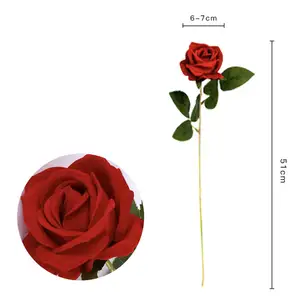 Fabrik Großhandel hohe Qualität künstliche einzelne samt-Rosen blume rot weiß individuell echte Touch Rose dekorative Blumen