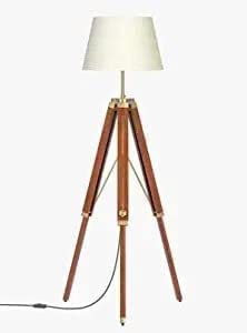 Lámpara de Pie Rústica de Nogal, Elegante y Clásica, con Altura Ajustable, Acabado en Latón Antiguo, Tela Multicolor, Suministro al por Mayor - Product Image 4