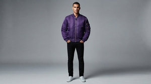 Blouson Bomber Homme Léger à Fermeture Éclair Intégrale avec Col Côtelé – Vêtement Décontracté Style Sororité Grecque - Product Image 2