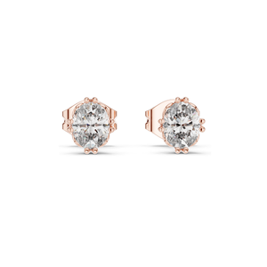 Boucles d'oreilles ovales en diamant de laboratoire 0,75 CT, clarté VVS-VS EF, or 18 carats, 14 carats, 10 carats et argent 925, or rose, or jaune, or blanc - Product Image 1