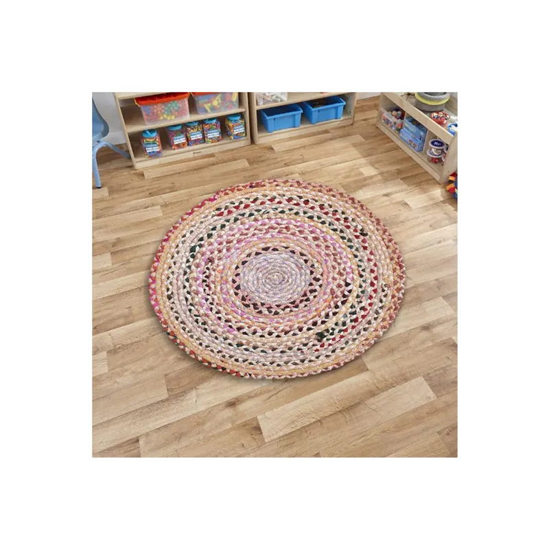Indischer handgemachter runder Teppich Wohnzimmer Schlafzimmer Baumwolle Chindi runder Teppich Teppich 28 Zoll Bodenbereich aus Tür Flur Spielzimmer