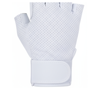 Gants de musculation sans doigts blancs, légers, respirants, avec dos en maille, paume rembourrée en néoprène, gants de cross-training - Product Image 6