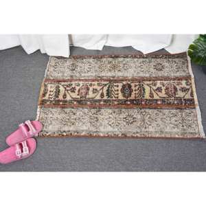 Vintage 1.9x2.9ft tapis turc Beige marron plat tissage laine tapis Latex support pour salon décorations motif Patchwork - Product Image 4