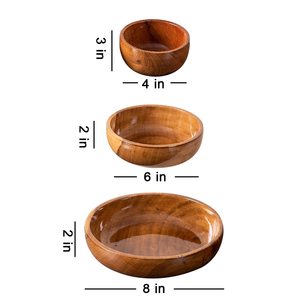 Super vente de bols de service en bois pur réutilisables de longue durée assiette écologique remise en gros - Product Image 5