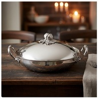 Casseroles en acier inoxydable martelé à la main de style européen, avec couvercle en branche d'olivier, poignée, écologiques, pour mariage, usage domestique, 10 pièces
