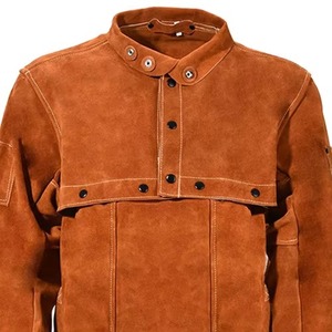 Leather <b>Welding</b> Work Jacket Flame-Resistant Heavy Duty Split Cowhide Leather Welder Jackets - Product Image 5
