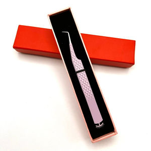 Meilleure vente de pince à cils à pointe en fibre d'acier inoxydable à 90 degrés pince à cils personnalisable de marque privée - Product Image 4