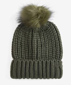 Gorro con pompón de Color sólido de alta calidad para mujer, cómodo gorro acanalado de invierno para impresión Digital al aire libre - Product Image 4