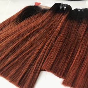 Vente en gros cheveux humains vietnamiens bruts Ombre couleur Vente en gros Paquets de cheveux tissés Fermeture cuticule Trame de génie alignée - Product Image 2