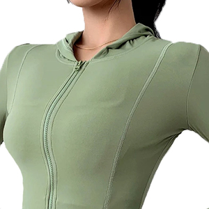 Chaqueta de Yoga de moda para mujer con cremallera de manga larga deportes correr entrenamiento gimnasio ropa de Fitness transpirable chaqueta de Yoga de secado rápido - Product Image 3