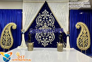 Cortinas de Fondo Bordadas con Ganesha para Bodas Hindúes Tradicionales, Compre Increíbles Cortinas de Fondo para Escenarios de Sangeet, Decoración para Eventos en EE. UU. - Product Image 4