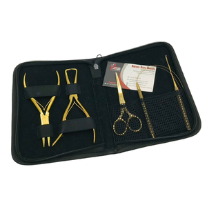 Vente en gros Kit d'outils d'extension de cheveux en acier inoxydable plaqué or Pince d'extension de cheveux en microbilles avec logo personnalisé - Product Image 1