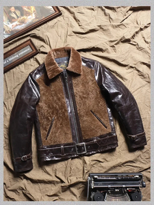 Venta al por mayor 2025 chaqueta de cuero de vaca de alta calidad para hombres forro de piel de oveja personalizado 100% chaquetas de cuero de los hombres logotipo personalizado - Product Image 2