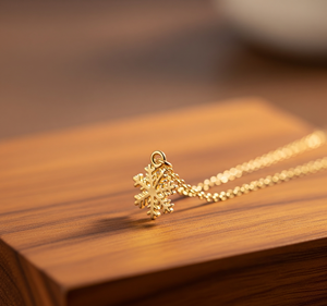 Collar de Plata de Ley 925 Minimalista y Elegante para Hombre y Mujer, Cadena de Eslabones con Diseño de Copo de Nieve, Chapado en Oro de 14K, de Lujo - Product Image 4