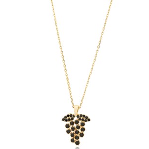 Collier pendentif en argent sterling 925 avec pierre CZ noire en forme de raisin, bijoux turcs, vente en gros de joaillerie fine - Product Image 1