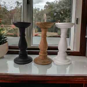 Bougeoir en bois de manguier de luxe pour ferme moderne Pièce maîtresse de mariage pilier noir unique Décoration intérieure écologique pour - Product Image 6