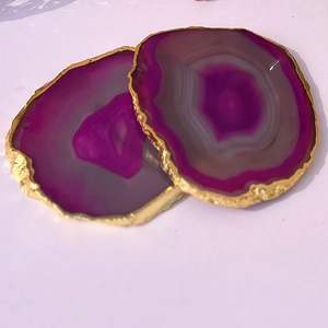 wholesale Polished Pink Natural <b>Agate</b> <b>Coasters</b> - Durable Semi-Precious Stone Drink Mats for Coffee Cups Tea Beer & Bar Tables - Product Image 1