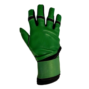 Gants de frappeur de baseball verts et noirs à double sangle réglables et respirants personnalisés à vendre à prix bas - Product Image 1