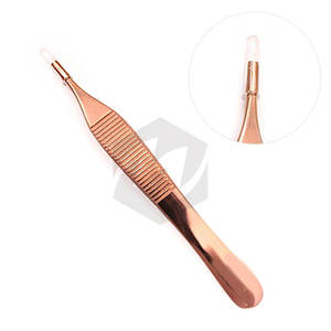 Premium Forceps 4 3/4 "con 7x7 dientes Oro Rosa Pulgar Quirúrgico Acero inoxidable Instrumentos médicos Precio al por mayor - Product Image 1