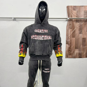 Survêtement décontracté à capuche pour homme, couleur unie, effet délavé, prix bas, respirant, impression de logo personnalisée, service OEM, best-seller hiver 2025 - Product Image 1