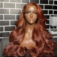 Perruque de luxe en cheveux humains, ondulée volumineuse, avec closure HD 7x5 et frontale en dentelle transparente 13x6, couleur marron, pour femmes noires