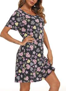 Pijama de poliéster/algodón de talla grande para mujer, Conjunto de pijama informal Sexy de verano, cuello sin mangas, adorno de encaje, ropa de dormir corta, liso teñido suave - Product Image 4