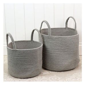 Export Quality Hot Selling Wholesale Woven Cotton <b>Rope</b> Folding Black Color Set of 4 Rectangle Living Room Storage <b>Baskets</b> Deco - Product Image 6