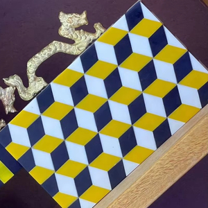 Pochette en résine faite à la main pour femme, design bohème vintage, finition marbrée brillante de qualité supérieure, chaînes à boutons, étanche - Product Image 1