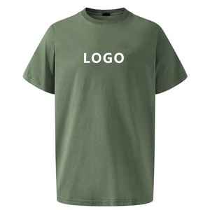 Camisetas de lujo desgastadas de algodón 100% para hombre, camisetas lavadas con ácido de gran tamaño con logotipo Vintage en blanco de alta calidad - Product Image 1
