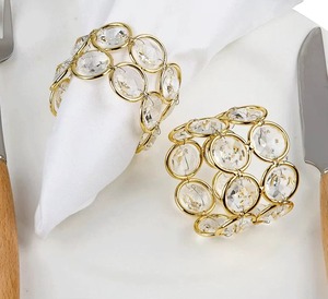 Porte-serviette décoratif en cristal doré pour table de luxe, accessoire de service brillant pour évènements de mariage et hôtel - Product Image 2