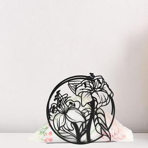 Black Floral Napkin Organizer Holder for Bathroom Bedroom Dinner <b>Table</b> Office Metal Napkin Holder - Product Image 1