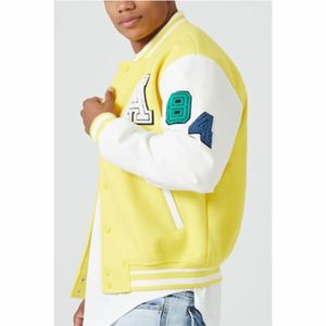 Veste universitaire pour hommes, personnalisée, baseball, grande taille, hiver, manches longues, col montant et logo sur le devant - Product Image 2