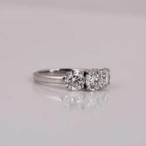 Custom Three Stone Round Cut Lab Grown Diamond Engagement Ring 18KT <b>Solid</b> Gold Plated Luxurious IGI Certified Anniversary Gift - Product Image 6