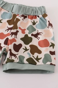 ชุดเสื้อผ้าของเด็กผู้ชายใส่สบายมีสไตล์สำหรับฤดูร้อนชุดเสื้อพิมพ์ลายล่าสัตว์สีเขียวสำหรับเด็ก - Product Image 5