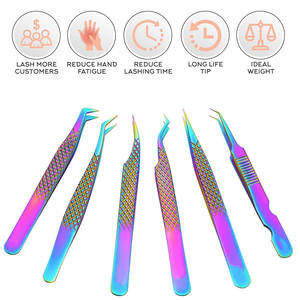 Ensemble de 6 pinces à épiler en acier inoxydable, pointes dentelées/lisse, antistatiques, durables, pour usage en salon, INNOVAMED - Product Image 4