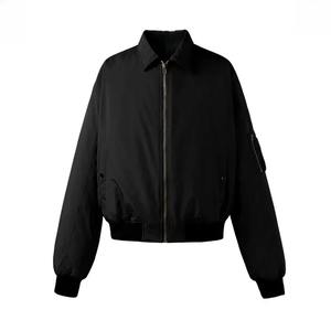 Vestes pour hommes personnalisées blouson aviateur noir coupe-vent fermeture éclair complète veste de vol chaude d'hiver pour hommes - Product Image 4