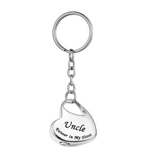 Oncle métal famille en coeur en acier inoxydable mémorial souvenir urne porte-clés pour cendres crémation bijoux taille personnalisée - Product Image 2
