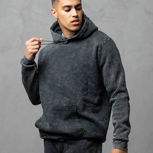 เสื้อฮู้ดดี้แบบฟอกสีสไตล์สตรีทแวร์ ผ้าฝ้ายเฟรนช์เทอร์รี่เนื้อหนา ทรงพอดีตัว สำหรับผู้ชาย - Product Image 6