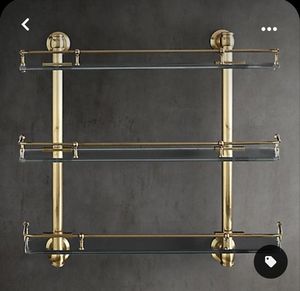 Estantes de latón dorado pulido para decoración de pared de oficina que proporcionan almacenamiento con estilo de acabado moderno de lujo - Product Image 3