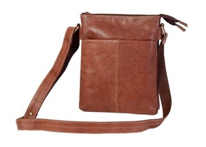 Bandolera de cuero genuino, color marrón - Product Image 4