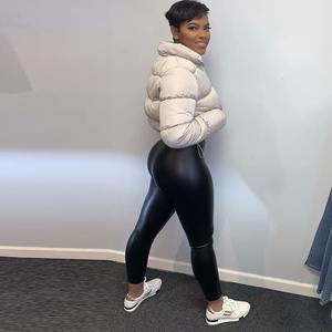 Parkas chauds d'hiver pour femmes veste bouffante rembourrée à manches longues avec manteaux à capuche mi-longs de couleur unie - Product Image 5