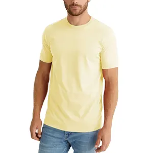 Yeni düzenli Fit ekip boyun temel % kısa kollu tişört pamuk mürettebat boyun T-Shirt