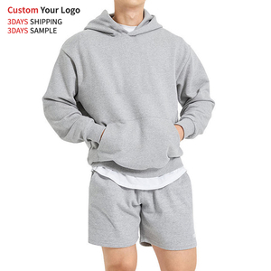 Sudadera con capucha corta de alta calidad, corte holgado y extragrande, de forro polar, deportiva, bordada, cortavientos y ecológica. - Product Image 1