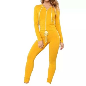 Women sweat suit Zipper customized <b>Tracksuit</b> Set new design Cheap OEM Wholesale High quality woman <b>yellow</b> color <b>tracksuits</b> 2026 - Product Image 1