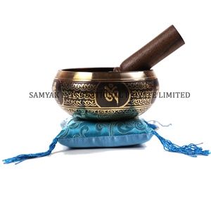 Cuenco Tibetano Hecho a Mano, de Bronce, para Sanación de Chakras y Meditación, Bañado en Oro, Negro, Personalizable, Artesanía Religiosa en Metal - Product Image 3
