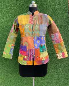 Chaqueta corta acolchada Floral gris Unisex 100% algodón hecho a mano Reversible transpirable Patchwork abrigo nuevo estilo hermosa ropa de fiesta - Product Image 3