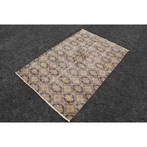 พรมสไตล์ตุรกีโบราณสีน้ำตาลเบจ3.7x5.6ฟุตวัสดุขนสัตว์หนุนหลังสำหรับห้องนั่งเล่นห้องนอนวัยรุ่น - Product Image 3