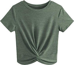 Tops cortos a cuadros de algodón 100% para mujer para verano tela de punto ecológica transpirable de secado rápido con decoración de agujeros - Product Image 2